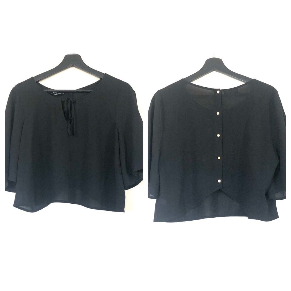Bebe Sheer Black Crop Top